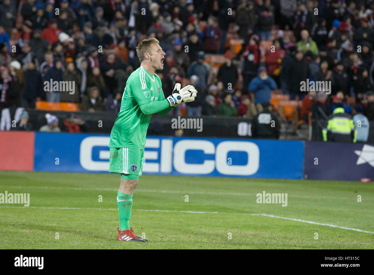 Sporting Kansas City il portiere Tim Melia (29) a RFK Stadium di Washington, D.C. sabato 4 marzo 2017. Foto Stock