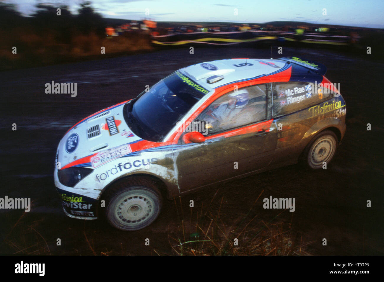 Colin McRae nella Ford Focus RS WRC, Network Q rally2002. Artista: sconosciuto. Foto Stock