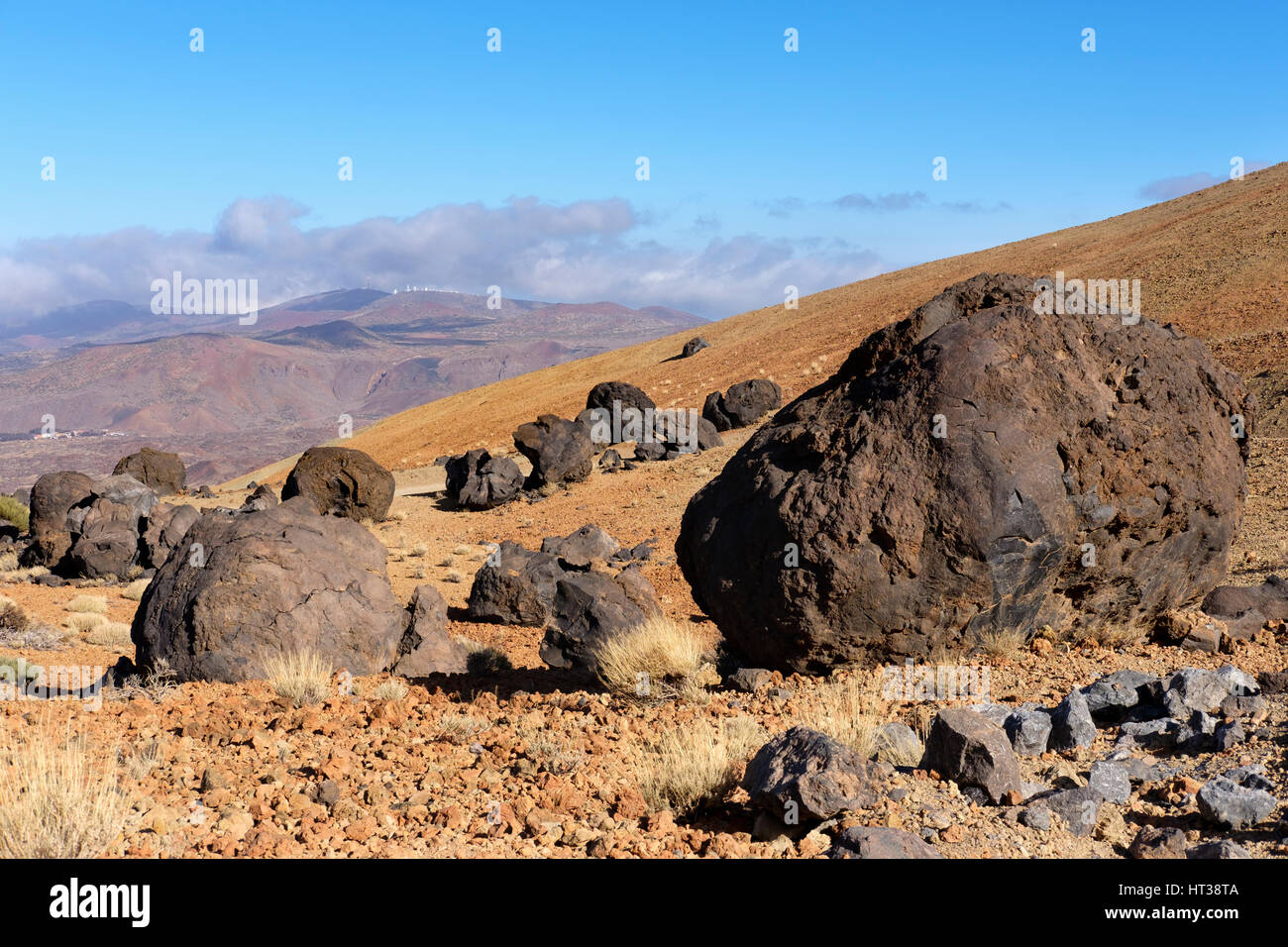 Le sfere di lava Huevos del Teide, Parco Nazionale di Teide Parque Nacional de las Cañadas del Teide Tenerife, Isole Canarie, Spagna Foto Stock