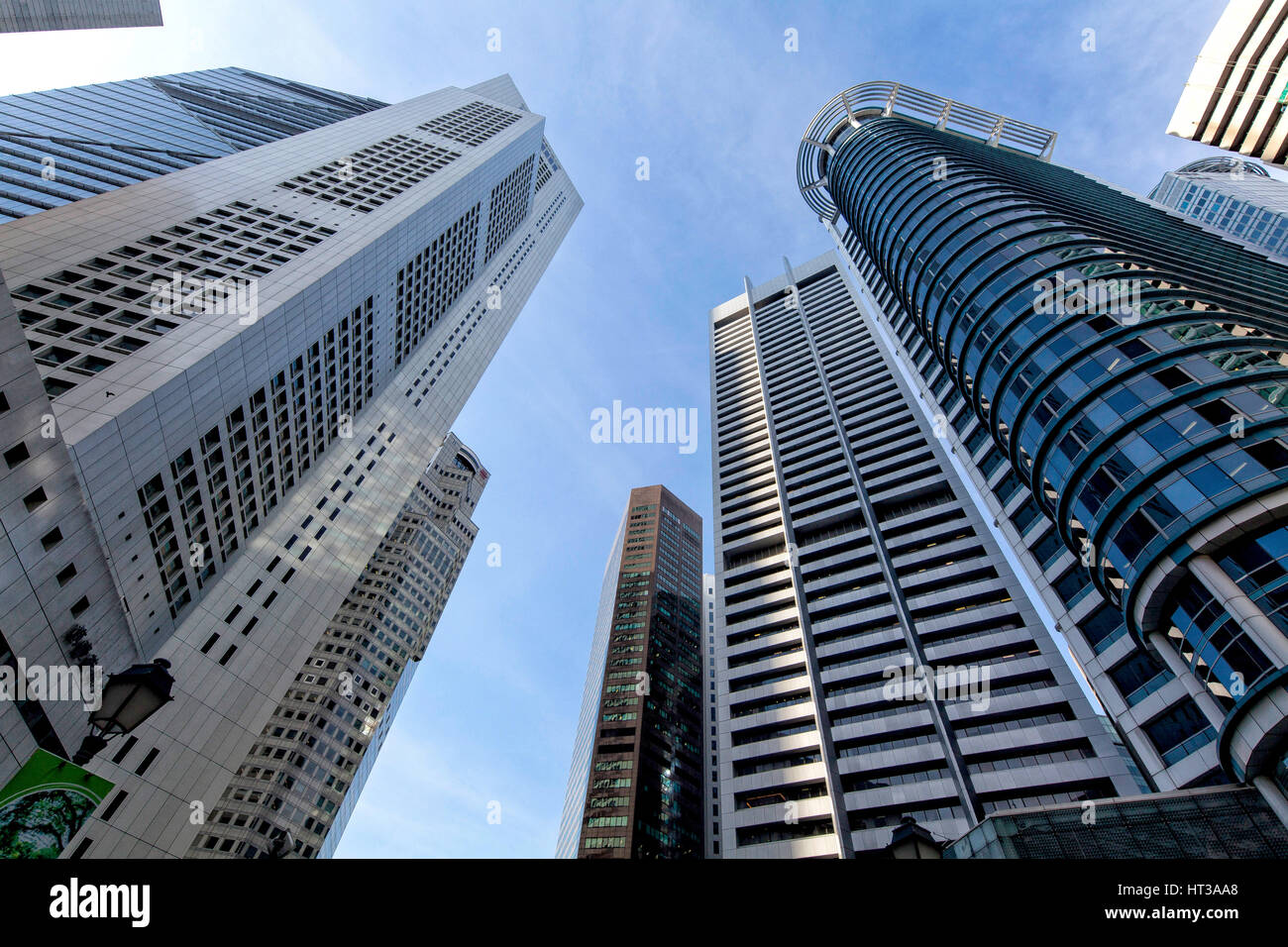 Grattacieli, il quartiere finanziario, il Raffles Place, Singapore Foto Stock