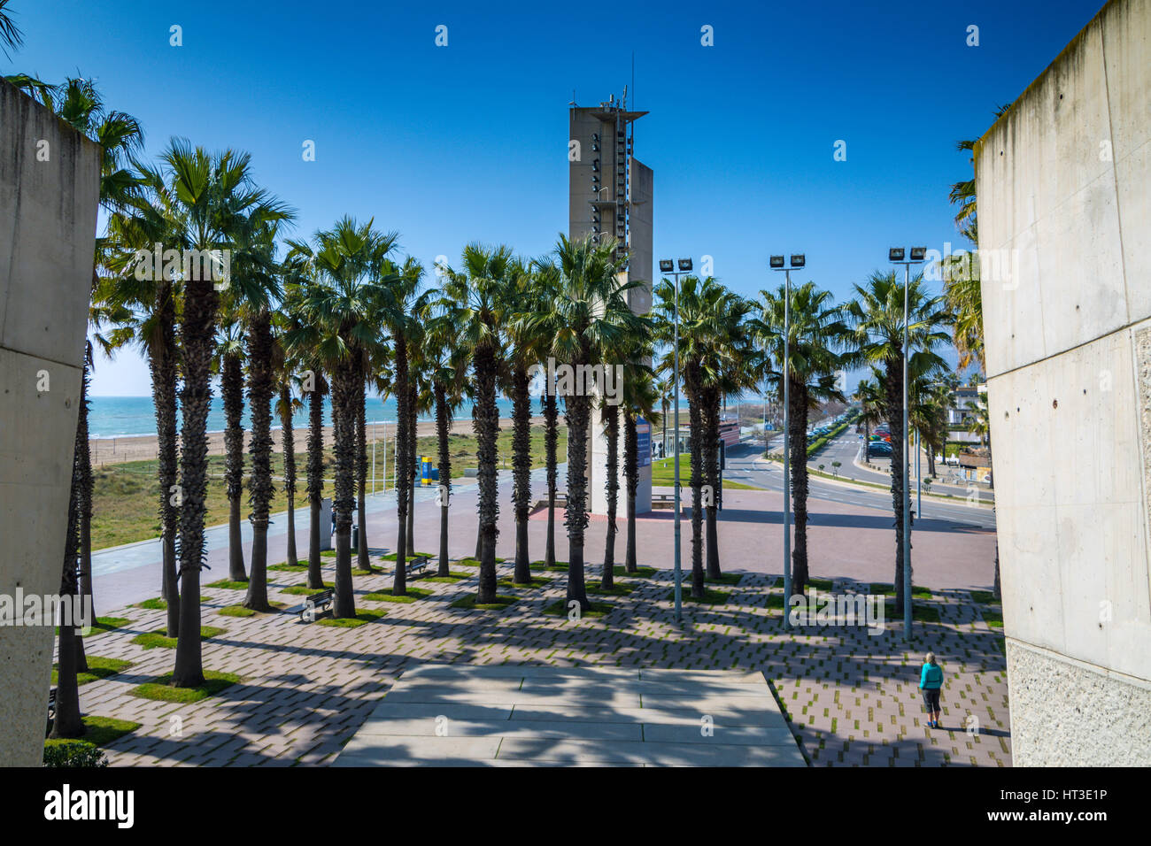 Plaza de las Palmeras, Castelldefels. Catalunya, Spagna Foto Stock