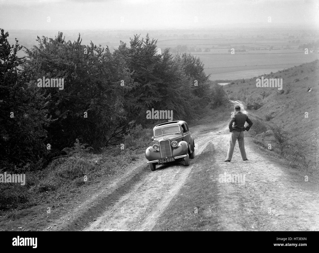 1935 Hillman Minx 1185 cc per competere in una Talbot CC prova. Artista: Bill Brunell. Foto Stock