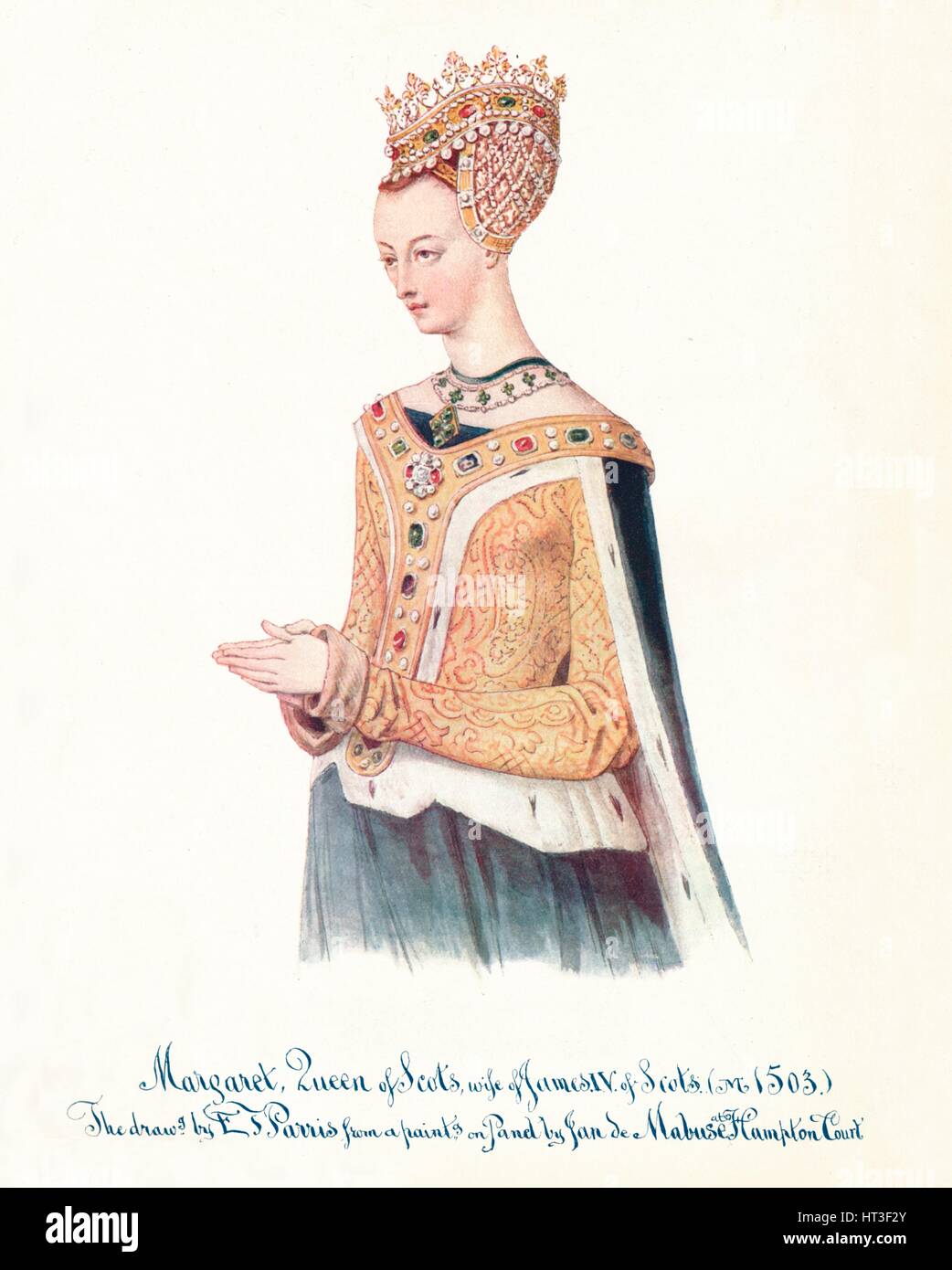 'Margaret, Regina di Scozia, moglie di Giacomo IV di Scozia', 1912. Artista: Edmund Thomas Parris. Foto Stock