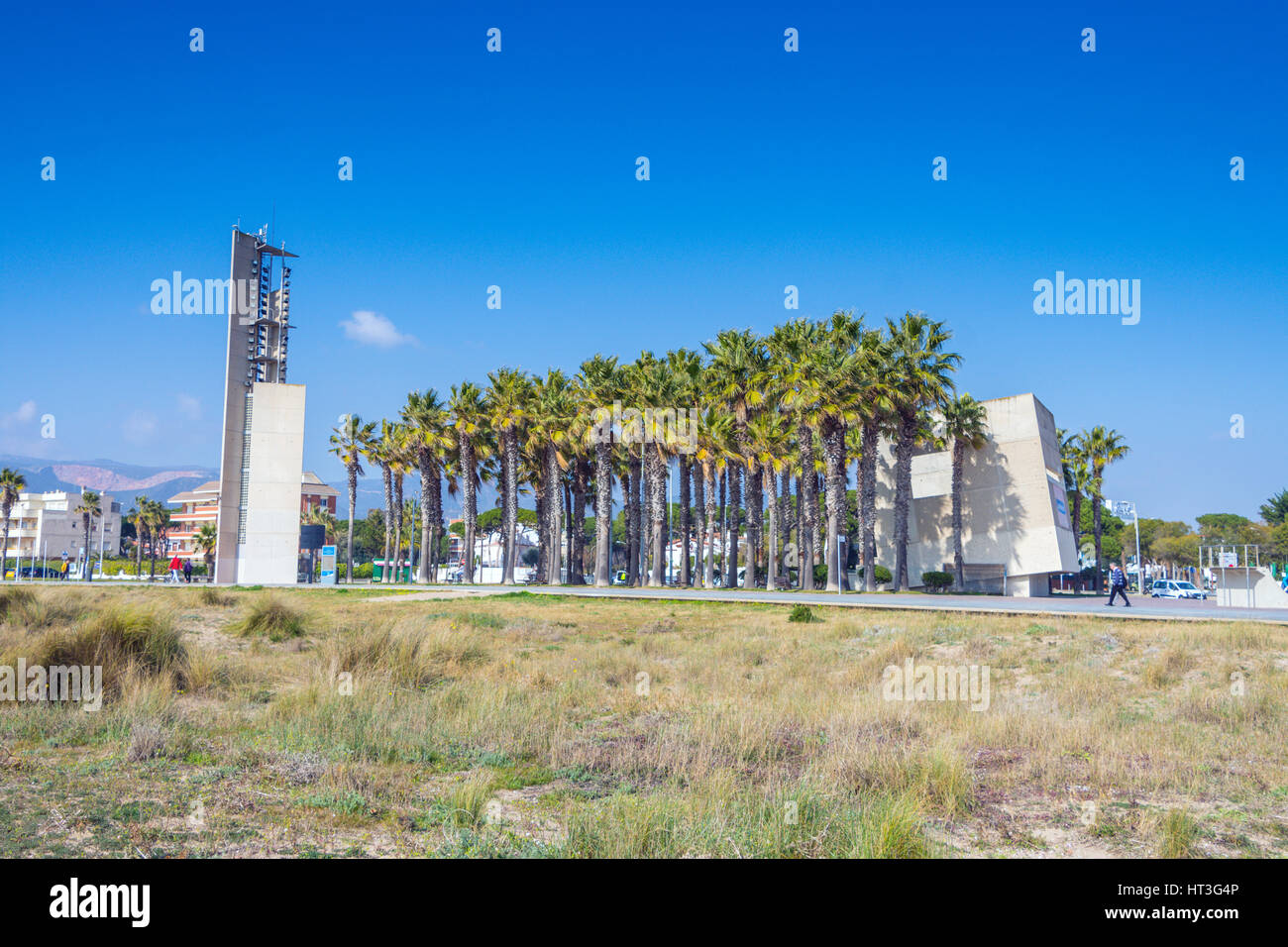 Plaza de las Palmeras, Castelldefels. Catalunya, Spagna Foto Stock