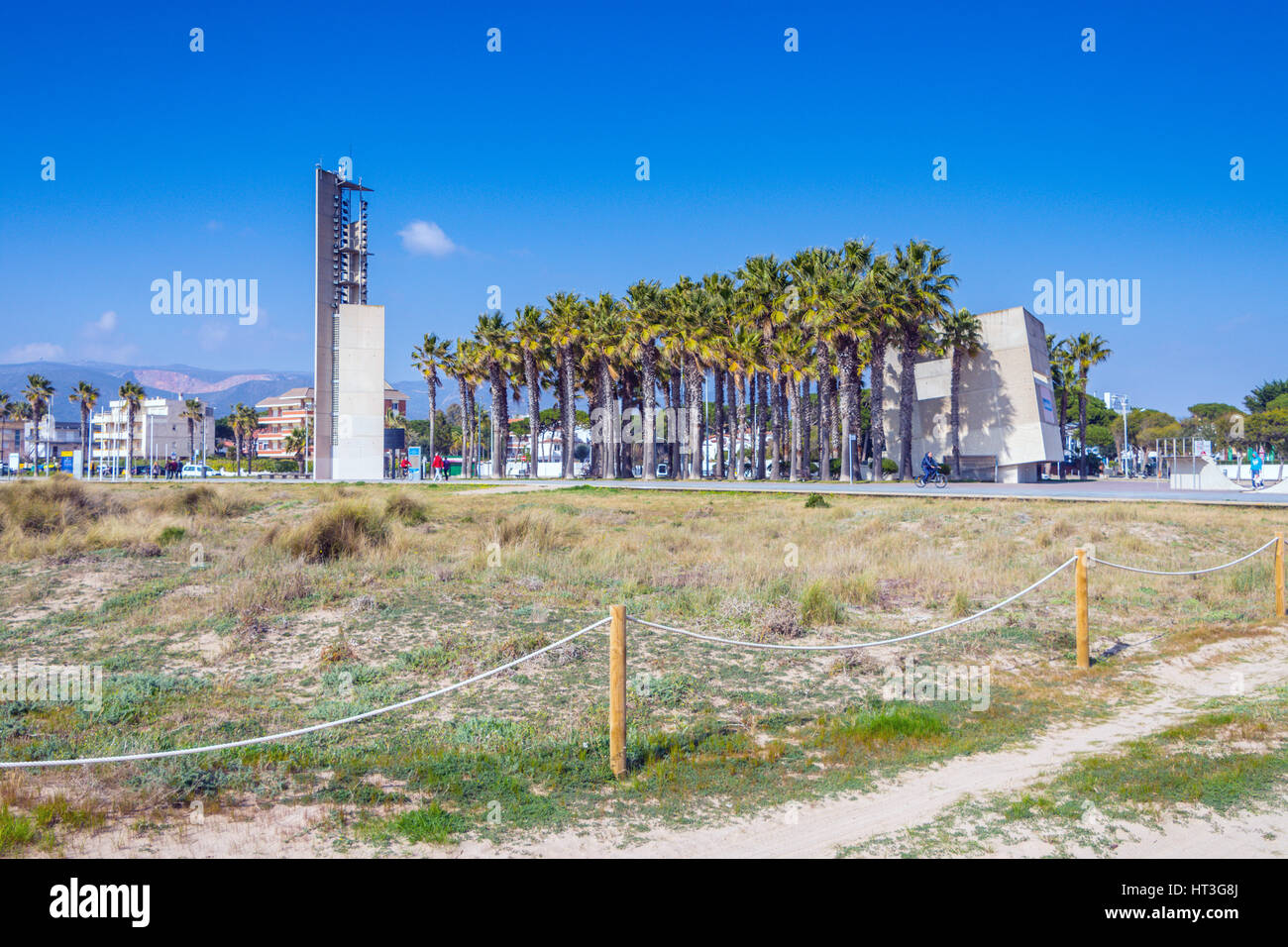 Plaza de las Palmeras, Castelldefels. Catalunya, Spagna Foto Stock