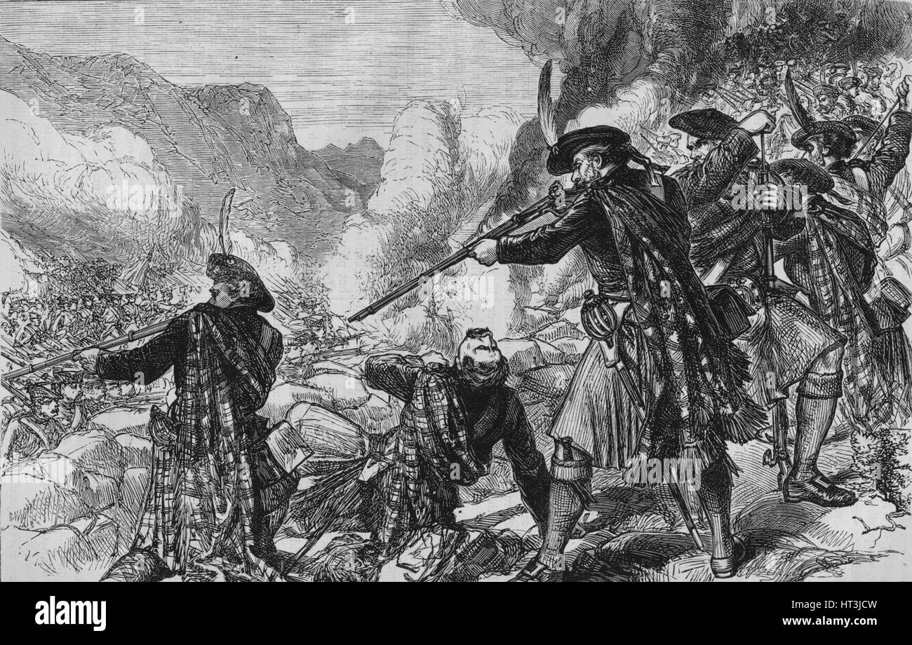 "La battaglia di Glenshiel', 10 giugno 1719, (c1880). Artista: sconosciuto. Foto Stock