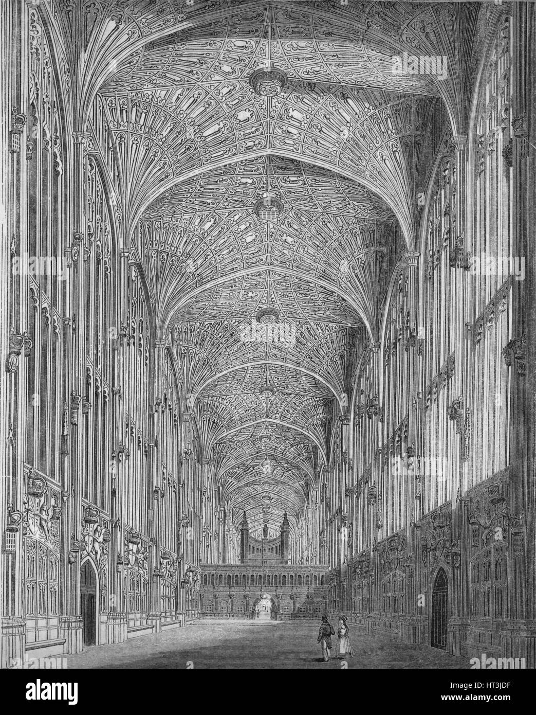 "King's College Chapel", 1845. Artista: sconosciuto. Foto Stock