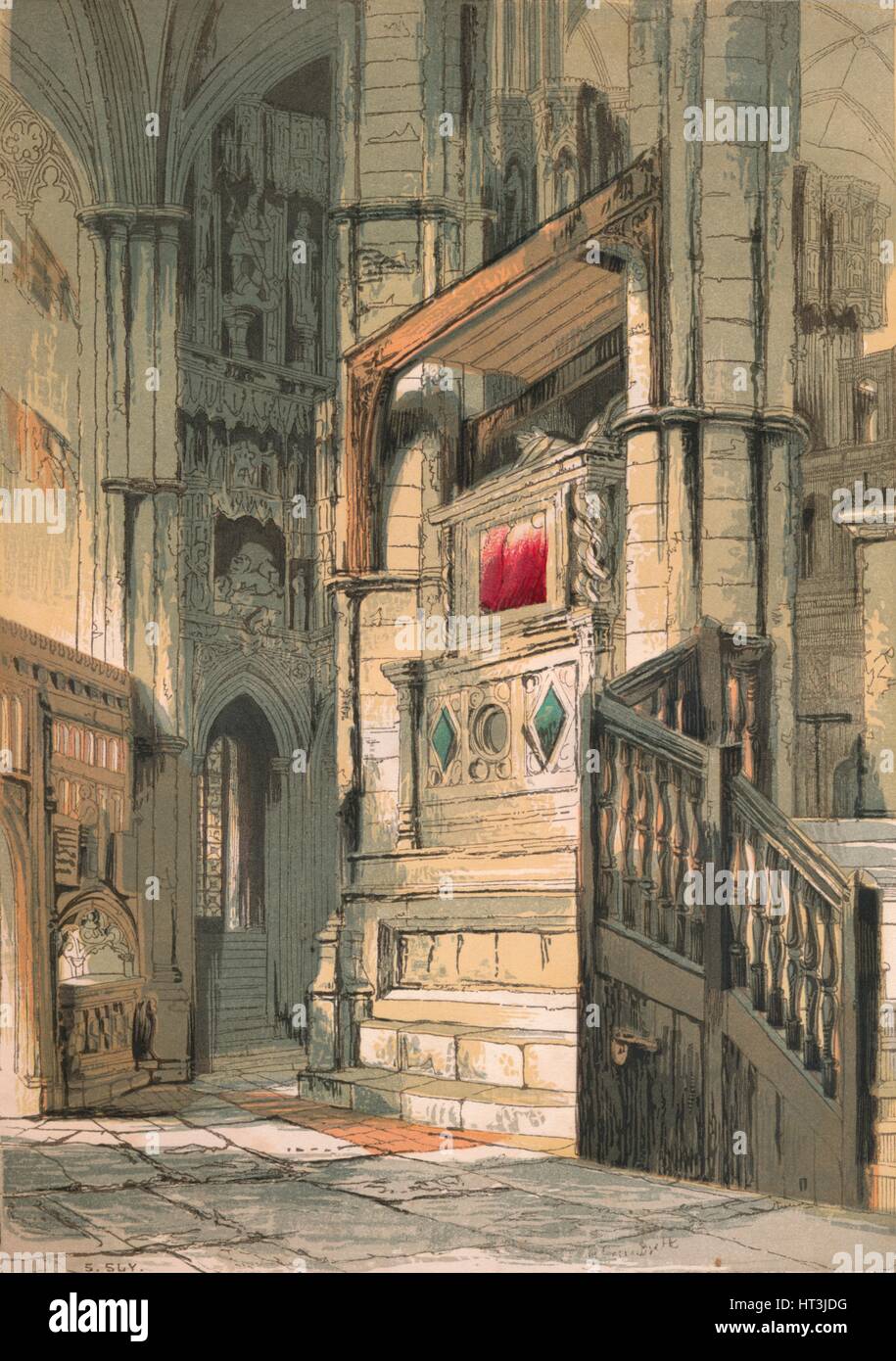 'L'Abbazia di Westminster. Corridoio meridionale del coro", 1845. Artista: Stephen Sly. Foto Stock