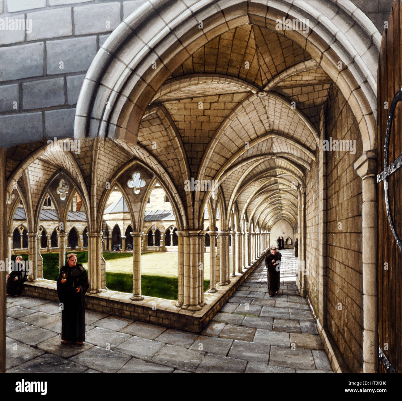 Chiostro di Sant Agostino Abbazia, c13th secolo, (c1990-2010). Artista: Pietro Urmston. Foto Stock