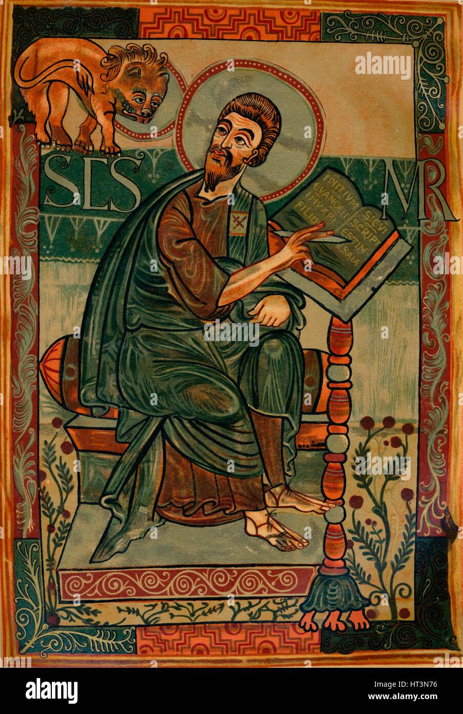 San Marco dal Vangelo Godescalc Lezionario, 781-783 (1947). Artista: Godescalc. Foto Stock