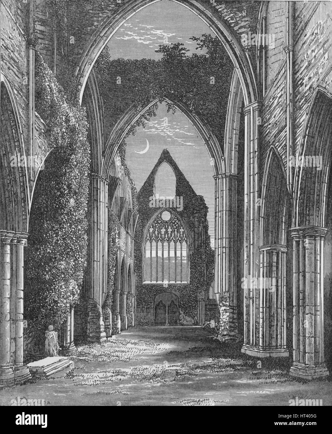 "Coro, guardando ad ovest", Tintern Abbey, c1885, (1897). Artista: Alexander Francesco Lydon. Foto Stock