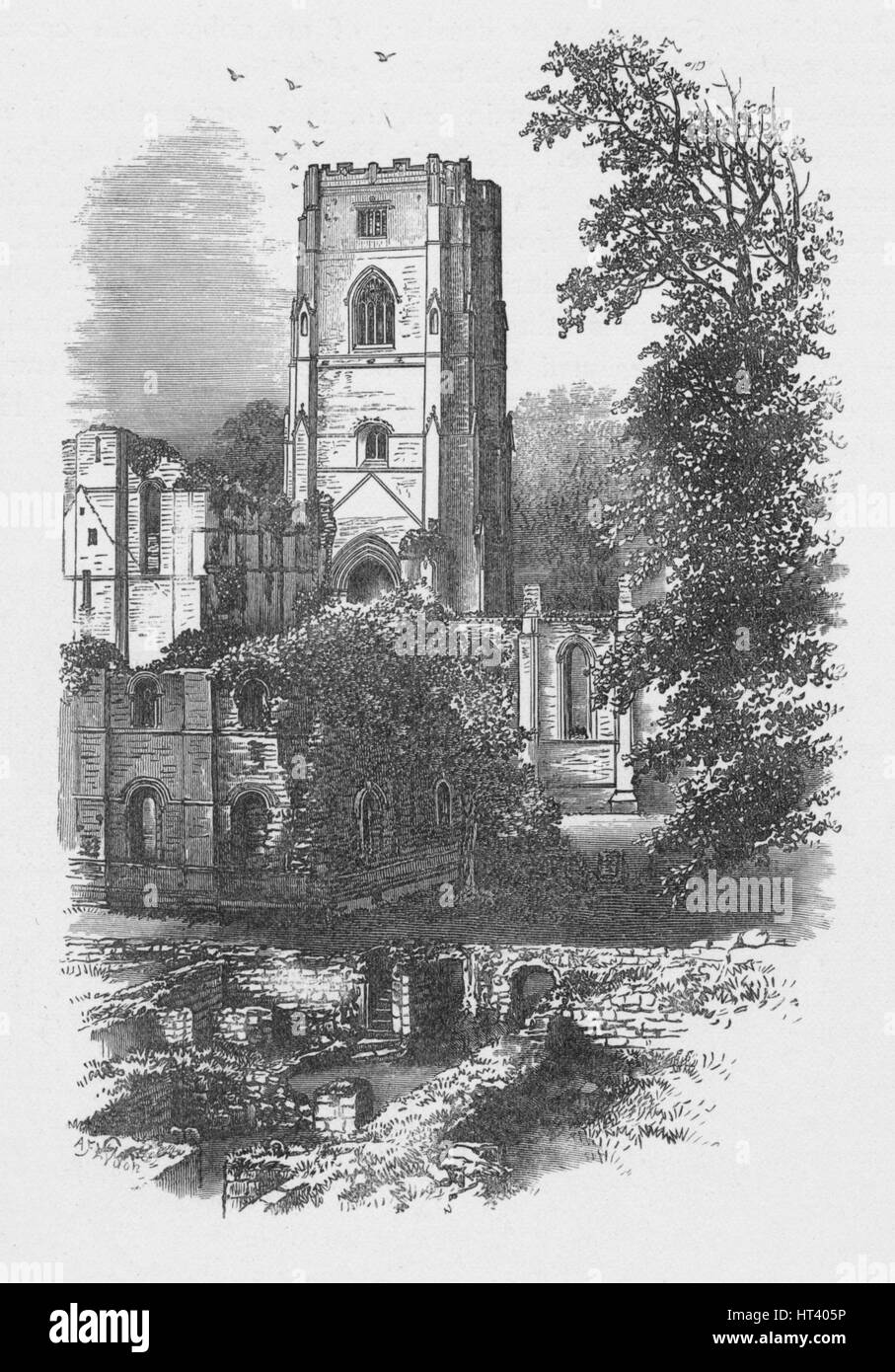 "La Torre", Fountains Abbey, c1880, (1897). Artista: Alexander Francesco Lydon. Foto Stock