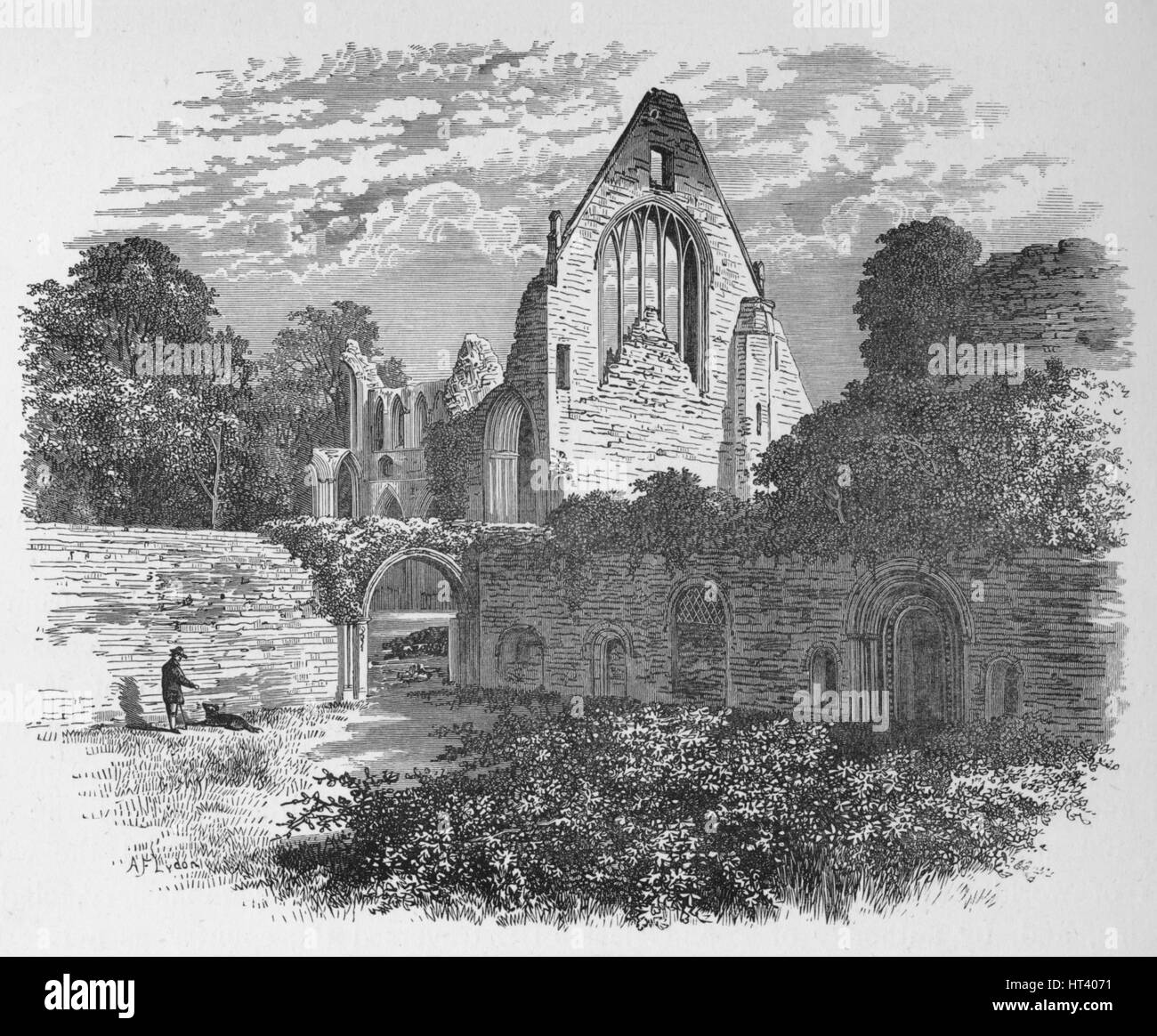 "Dal Chiostro corte", Dryburgh Abbey, c1880, (1897). Artista: Alexander Francesco Lydon. Foto Stock
