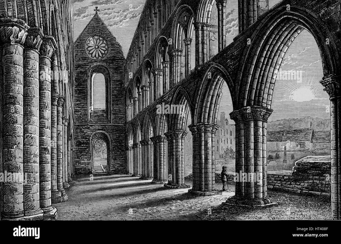 "Navata guardando ad ovest", Jedburgh Abbey, c1880, (1897). Artista: Alexander Francesco Lydon. Foto Stock