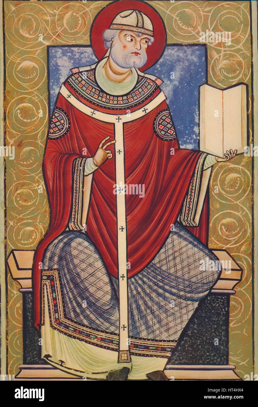 'St. Gregorio Magno, XII secolo (1939). Artista: sconosciuto. Foto Stock