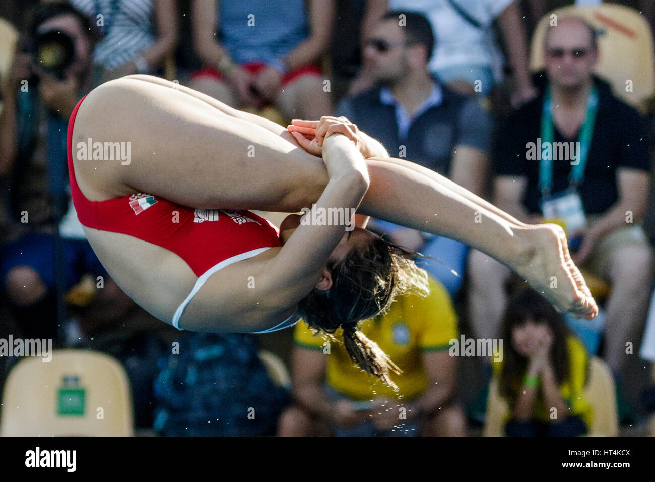 Rio de Janeiro, Brasile. 18 agosto 2016 Alejandra Orozco (MEX) compete in donne piattaforma subacquea 10m a preliminare del 2016 Olimpiadi estive. Foto Stock