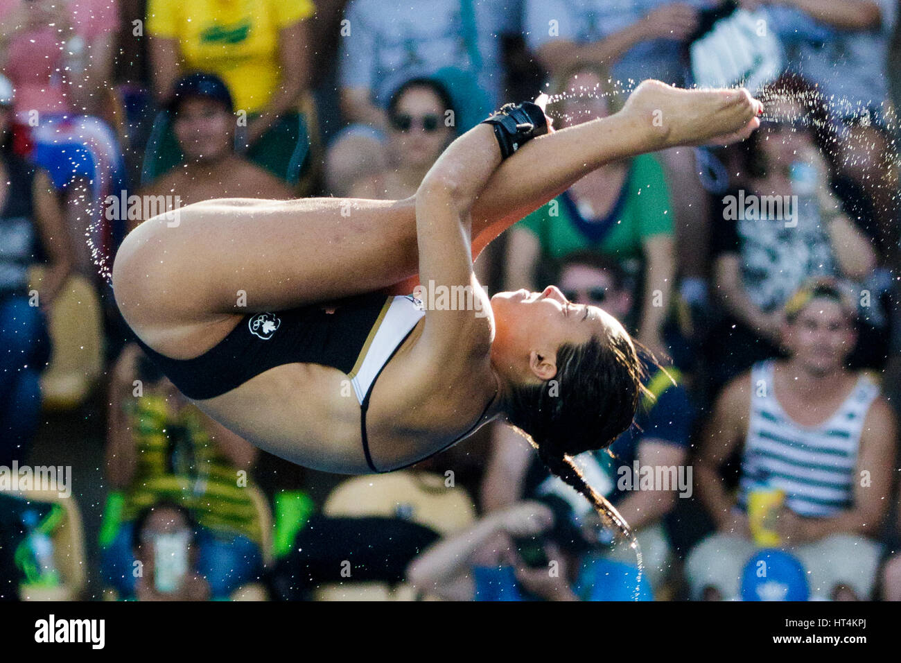 Rio de Janeiro, Brasile. 18 agosto 2016 Meaghan Benfeito (CAN) compete in donne piattaforma subacquea 10m a preliminare del 2016 Olimpiadi estive. Foto Stock