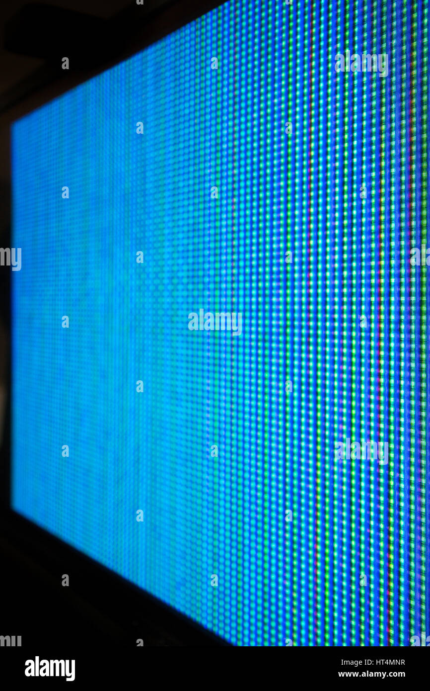 Pixel su uno schermo TV. Assomiglia a un flusso di dati Foto Stock