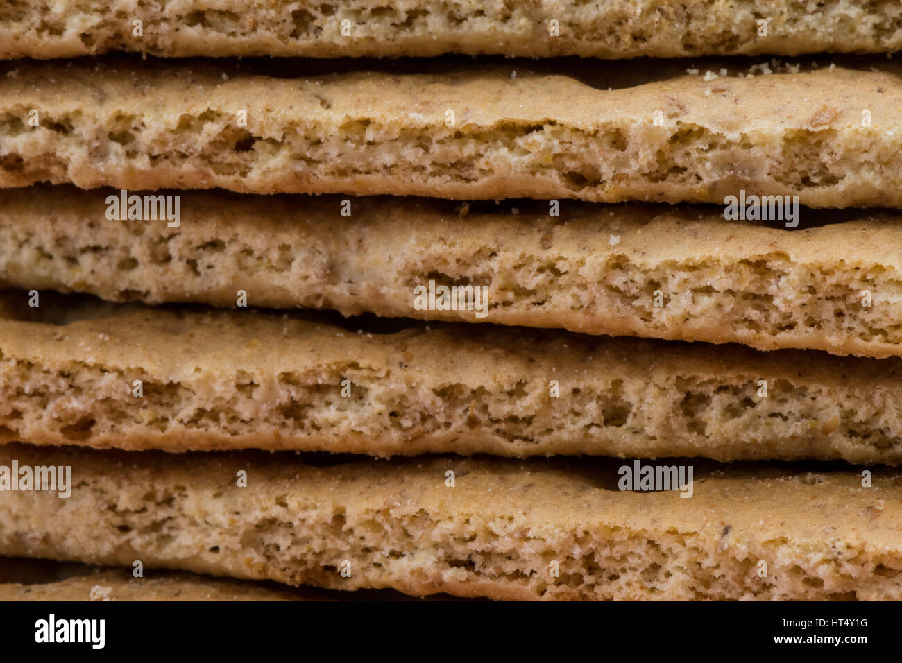Pila di Graham cracker Close Up sui bordi Foto Stock