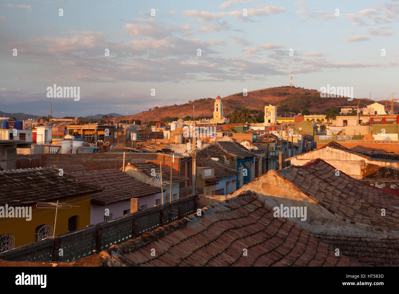 Trinidad, Cuba - gennaio 29,2017: vista dal tetto sulla strada in Trinidad, Cuba. Uno dei UNESCOs siti del Patrimonio mondiale dal 1988. Sancti Spiritus Prov Foto Stock