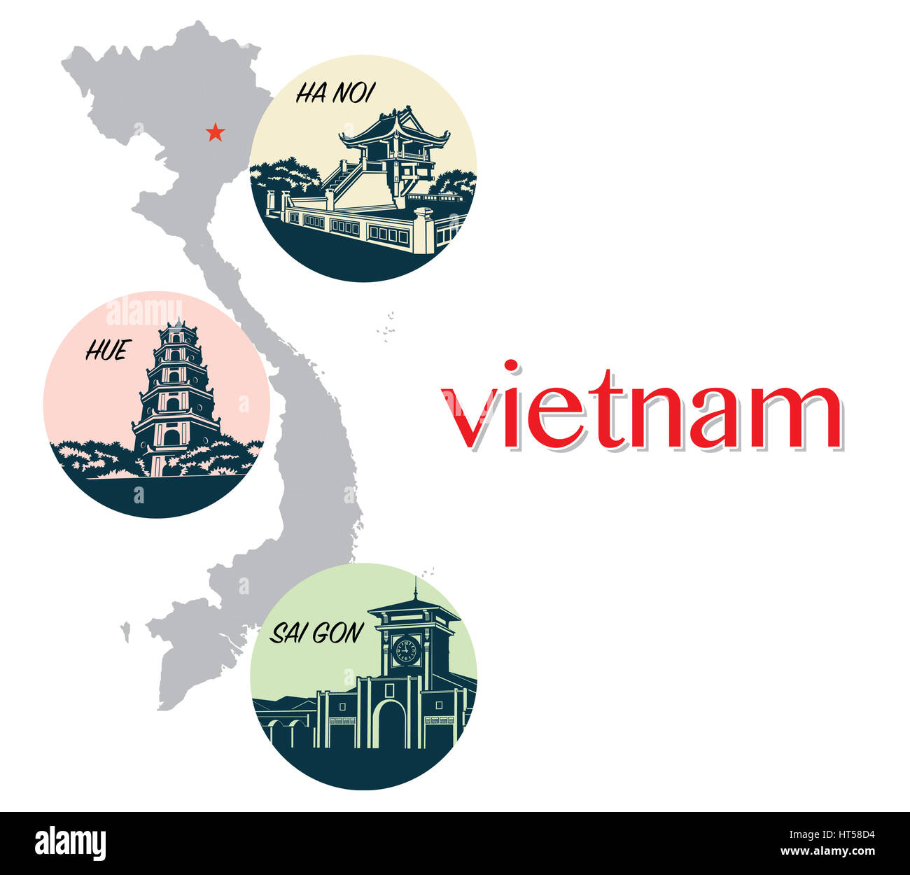 Il Vietnam che simboleggia, design piatto, icona Foto Stock