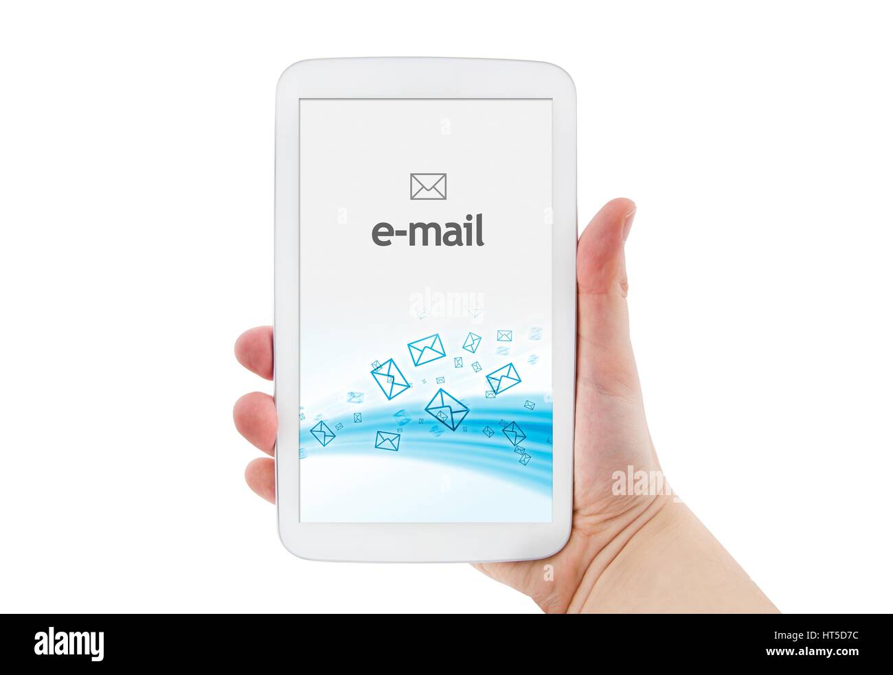 E-mail mobile app sul moderno bianco tablet Foto Stock