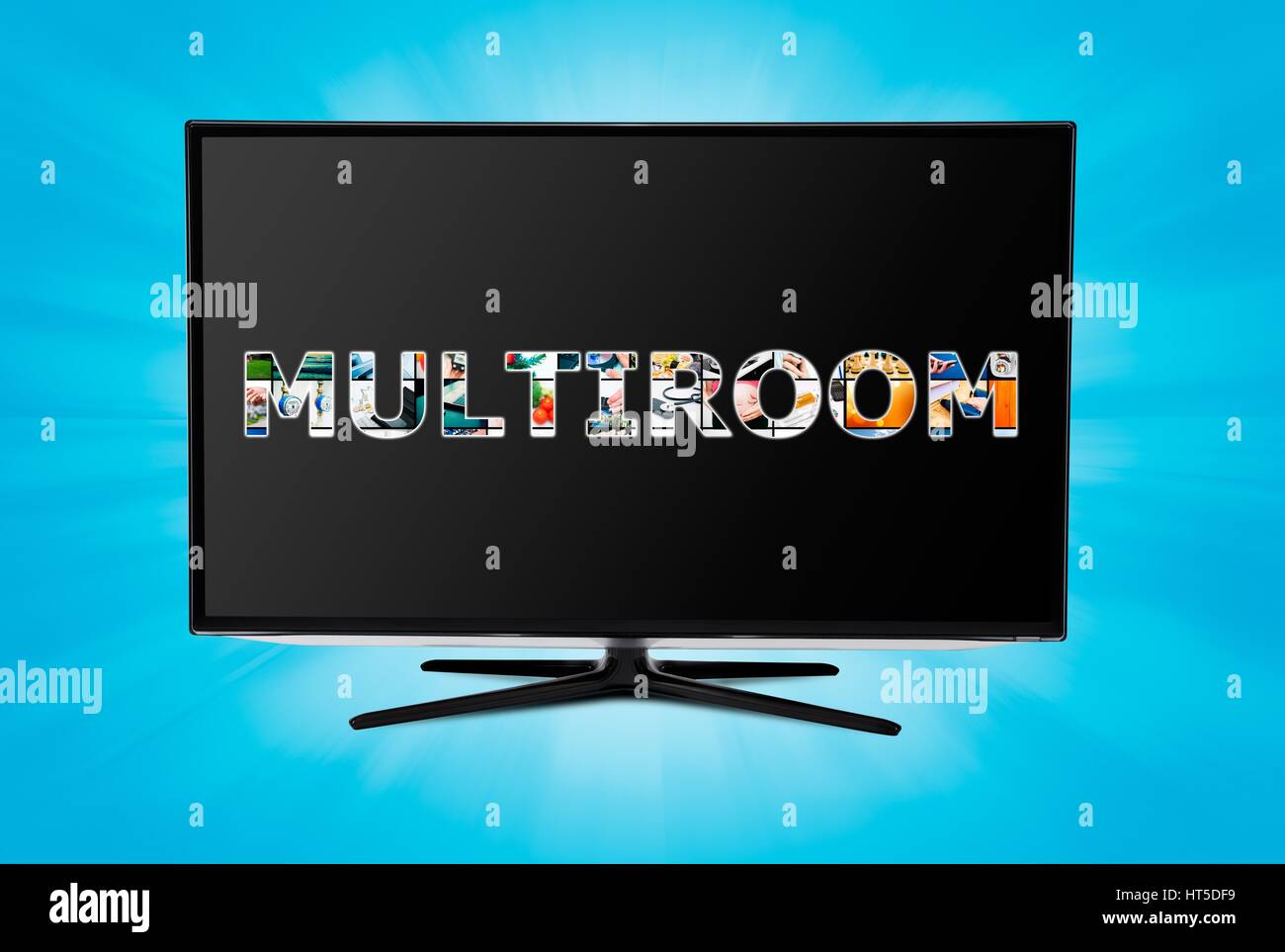 La televisione multi-room tecnologia. Display con più immagini mascherate Foto Stock