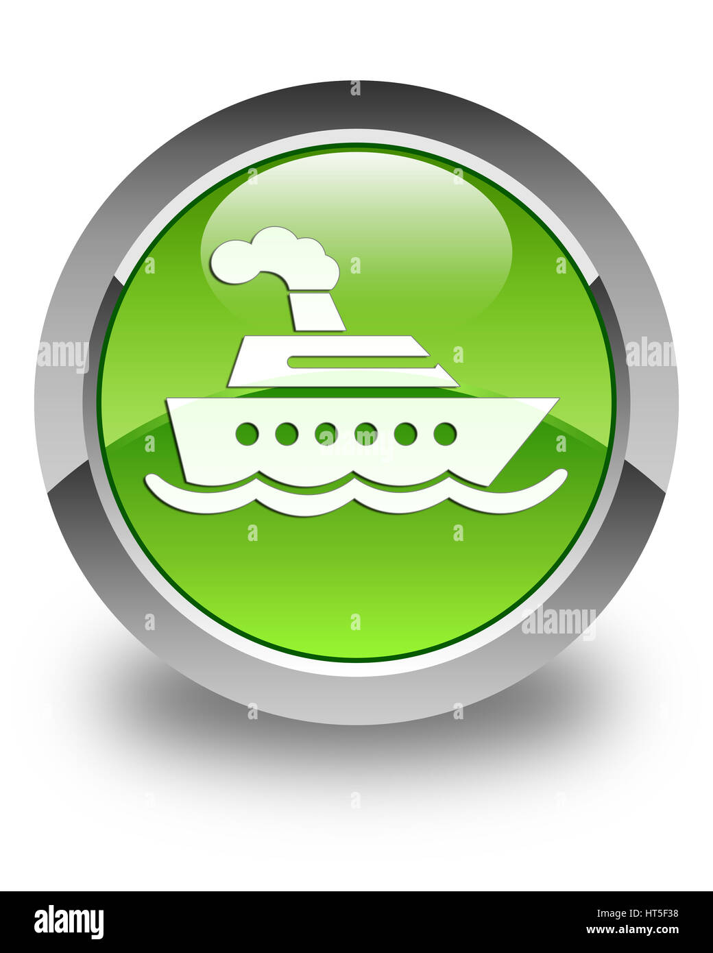 La nave di crociera icona isolati su carta lucida verde pulsante rotondo illustrazione astratta Foto Stock