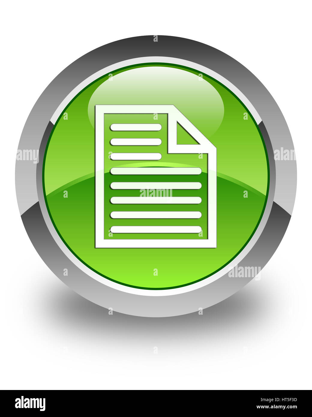 Documento icona pagina isolati su carta lucida verde pulsante rotondo illustrazione astratta Foto Stock