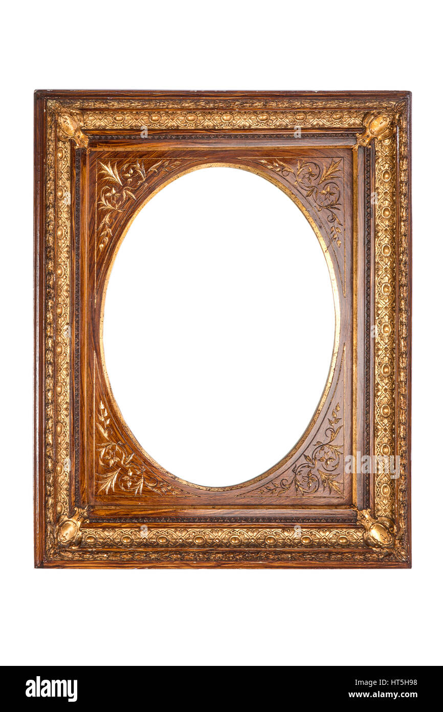Fotografia del telaio dello specchietto isolato su sfondo bianco Foto Stock