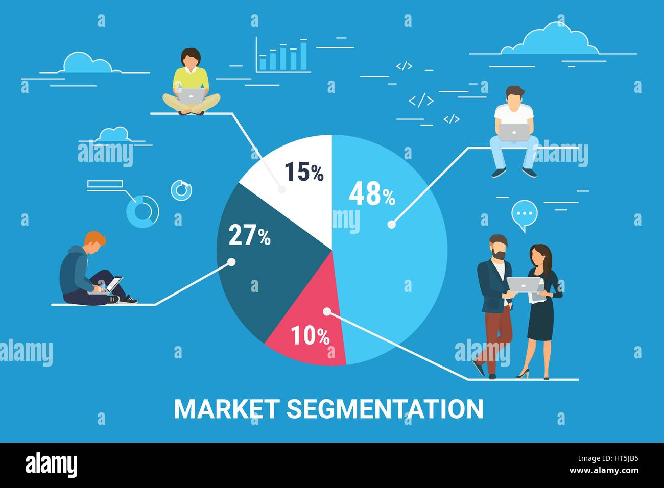 Segmentazione del mercato ed infografico concetto illustrazione Illustrazione Vettoriale