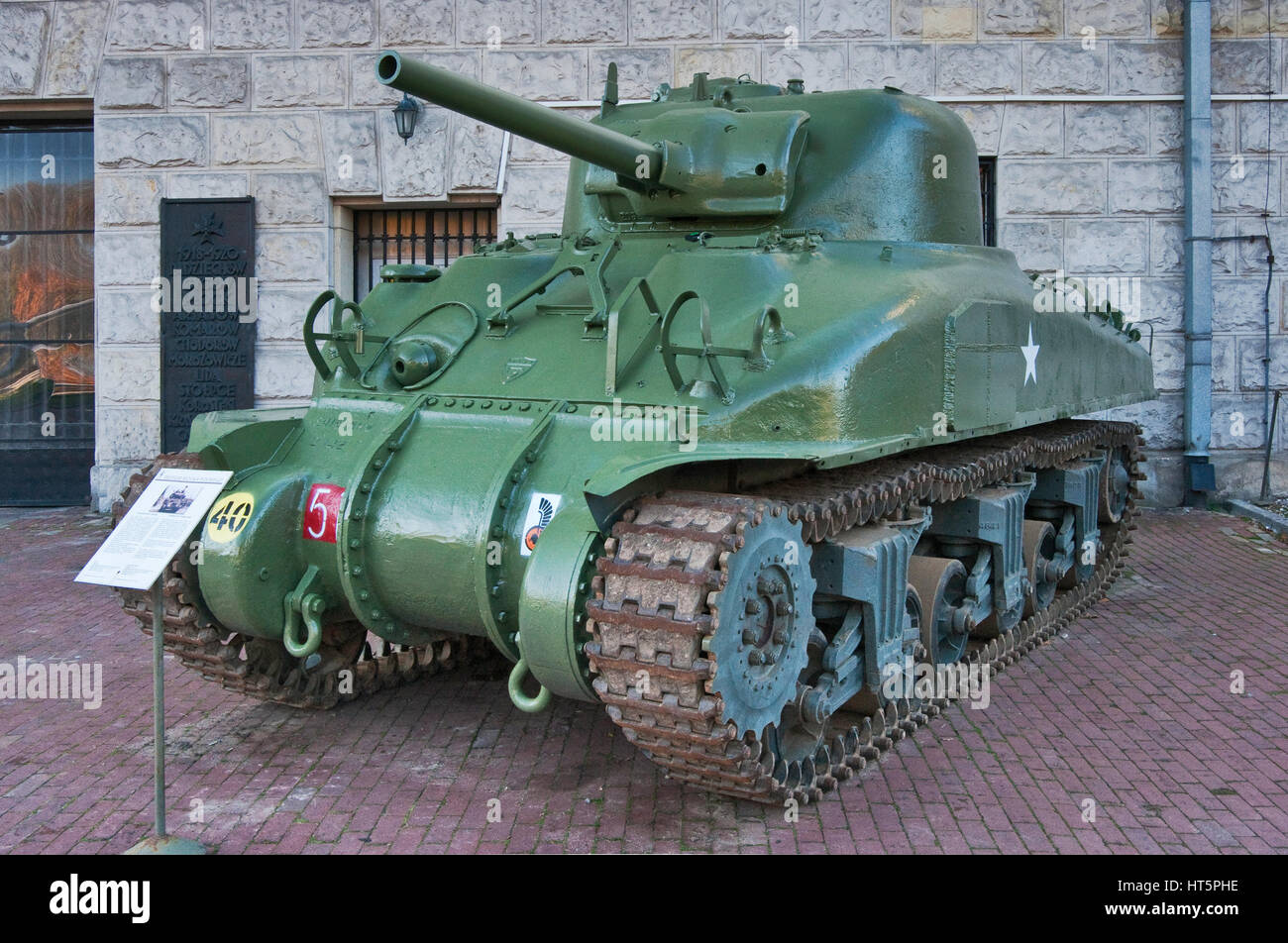 Sherman M4A1, American medie serbatoio, all Esercito Polacco Museum di Varsavia, Polonia Foto Stock