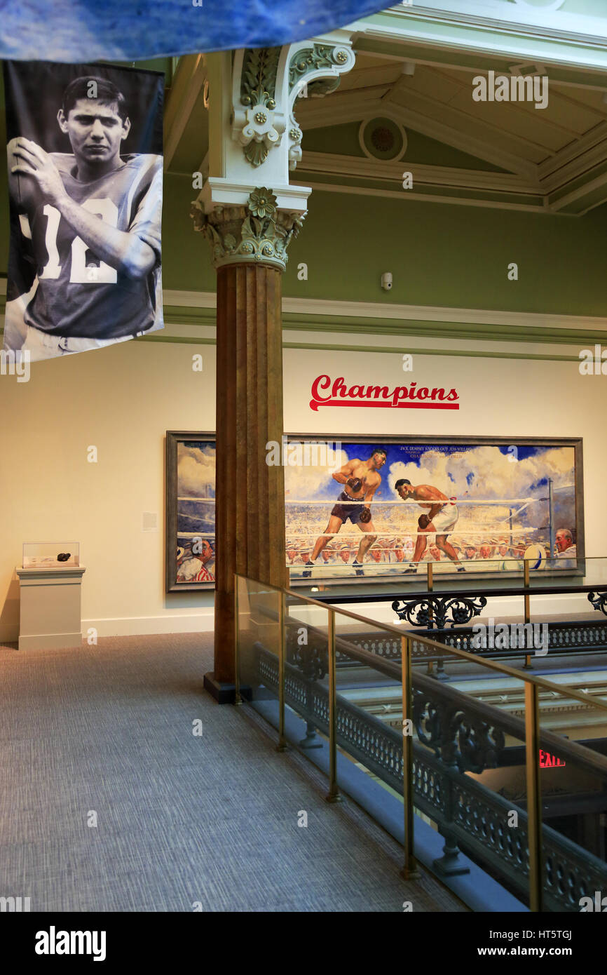 Dipinto ad Olio di Dempsey-Willard lotta da James Montgomery Flagg display nel National Portrait Gallery.Washington D.C.USA Foto Stock
