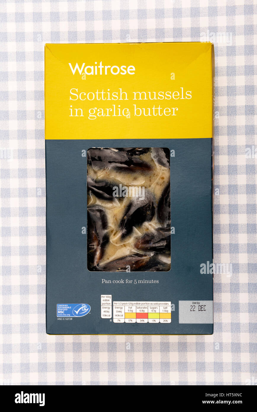 Waitrose Scottish le cozze nel burro all'aglio Foto Stock