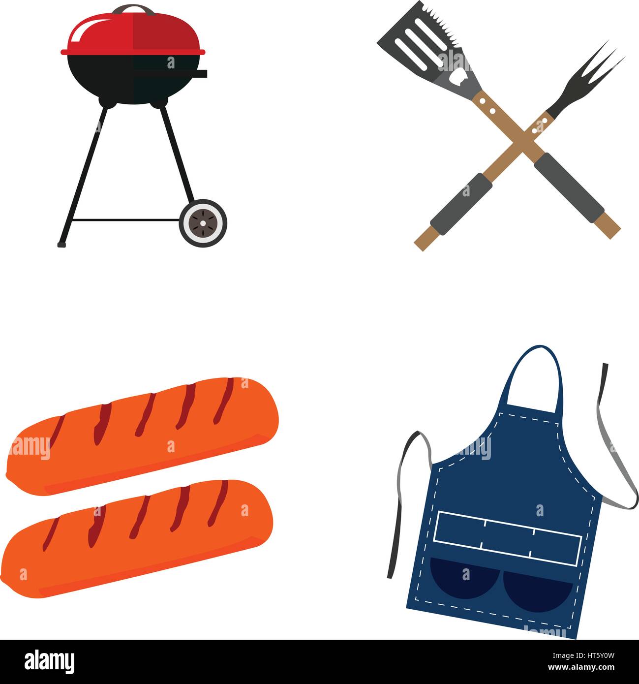 Set di barbecue oggetti ralted Illustrazione Vettoriale