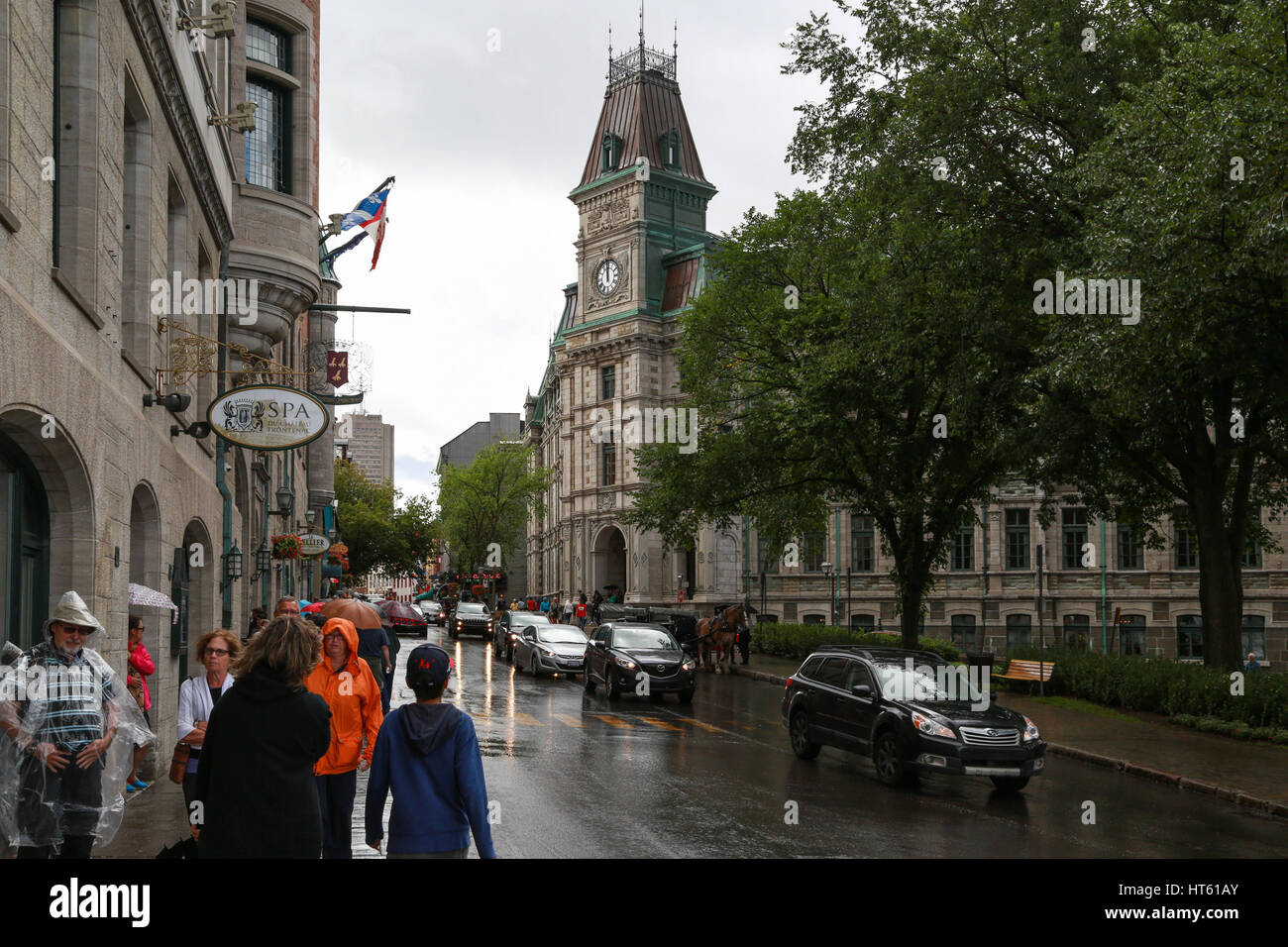 Vecchia Quebec City in un giorno di pioggia Foto Stock