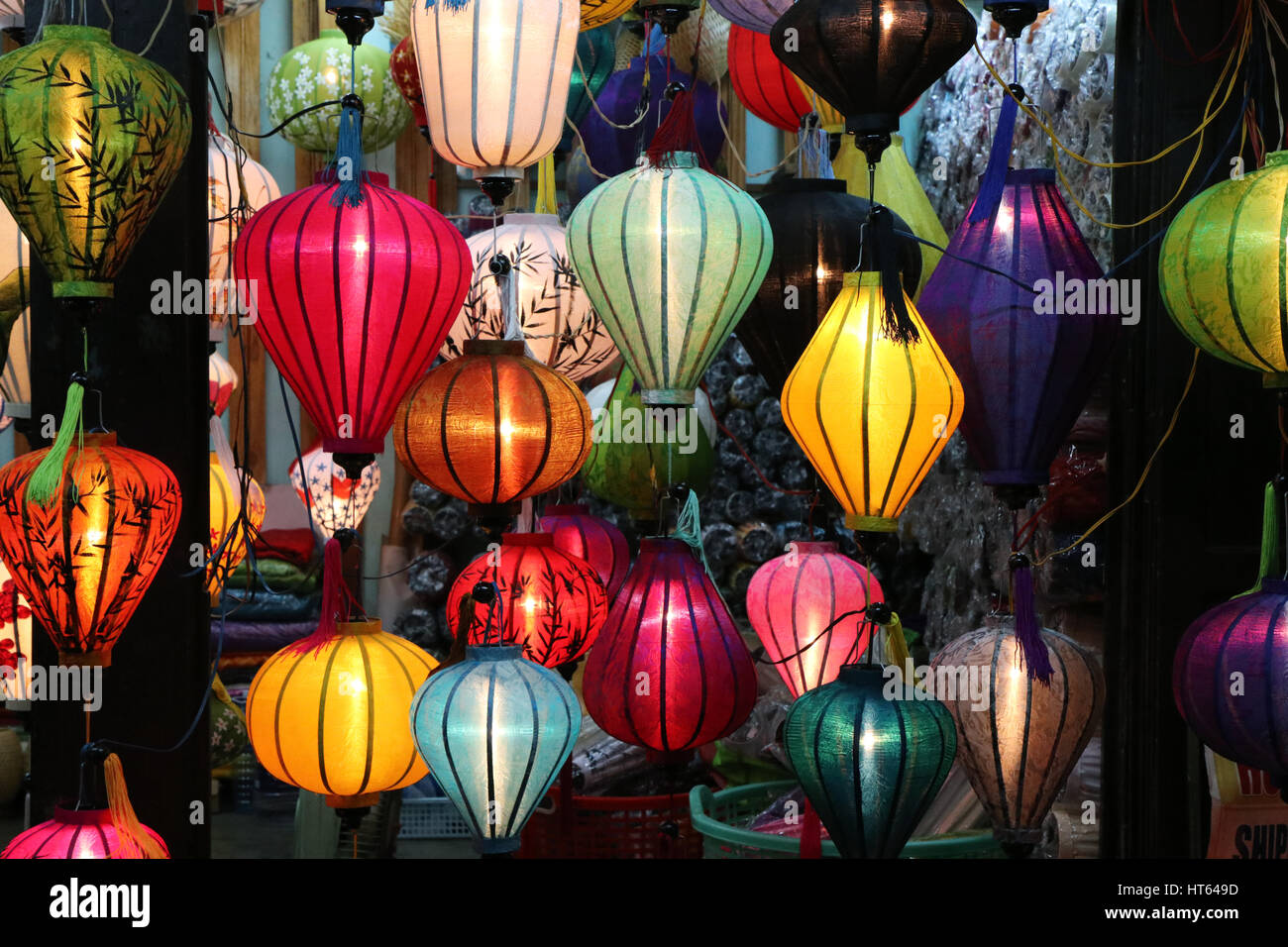 Lampions di Hoian di notte, Vietnam Foto Stock