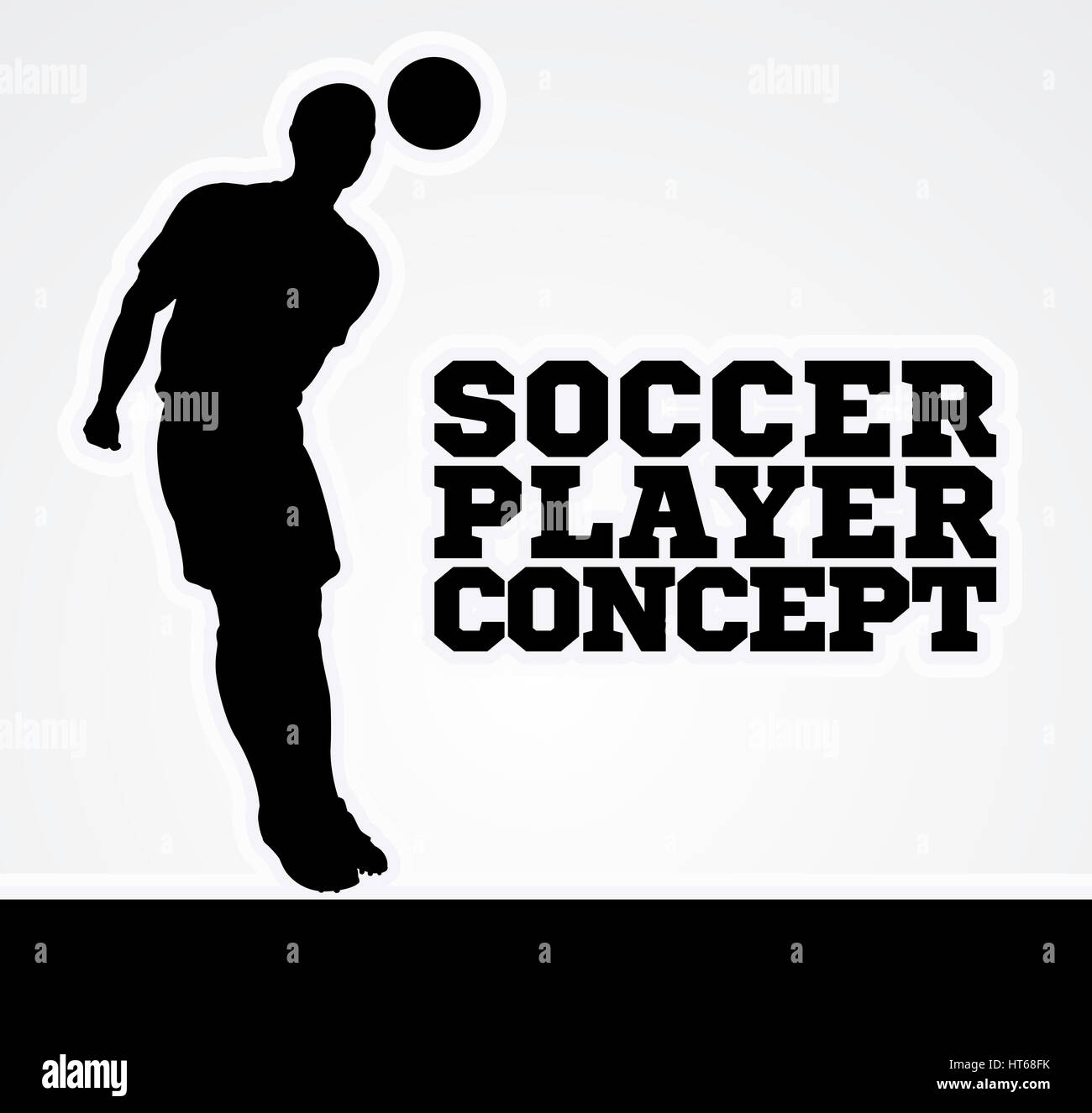 Una rappresentazione stilizzata di un soccer football player in silhouette saltando alla testa la sfera Foto Stock