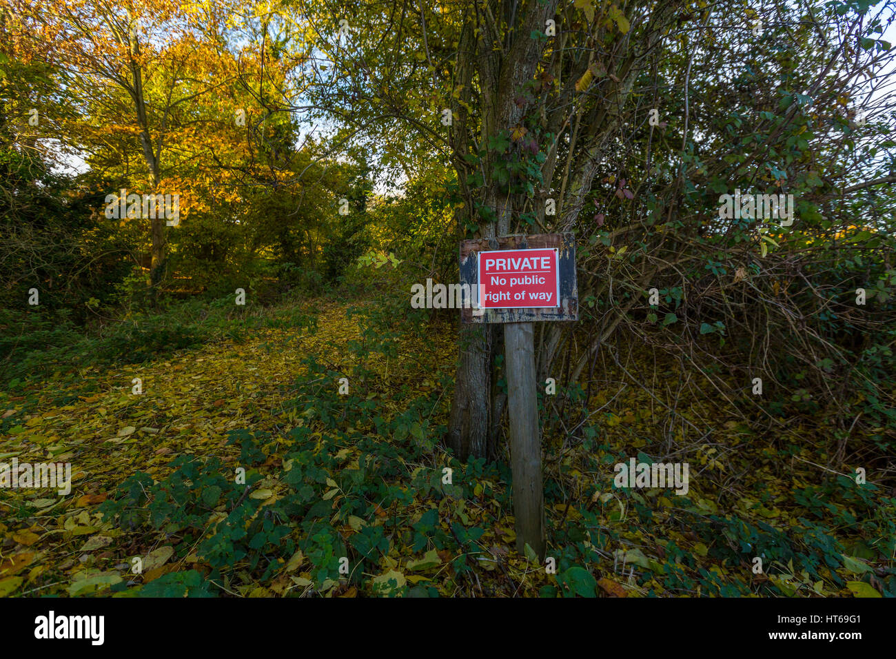Privato, nessun diritto del pubblico di modo segno, in campagna, Suffolk, Regno Unito. Foto Stock