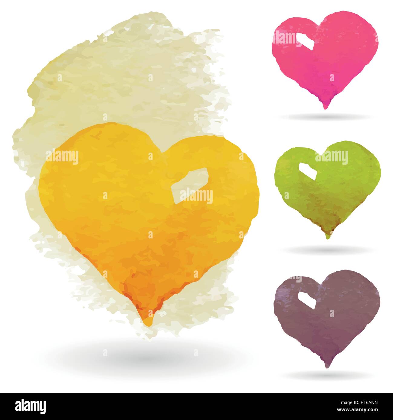 Acquerelli di cuori. Illustrazione Vettoriale Illustrazione Vettoriale