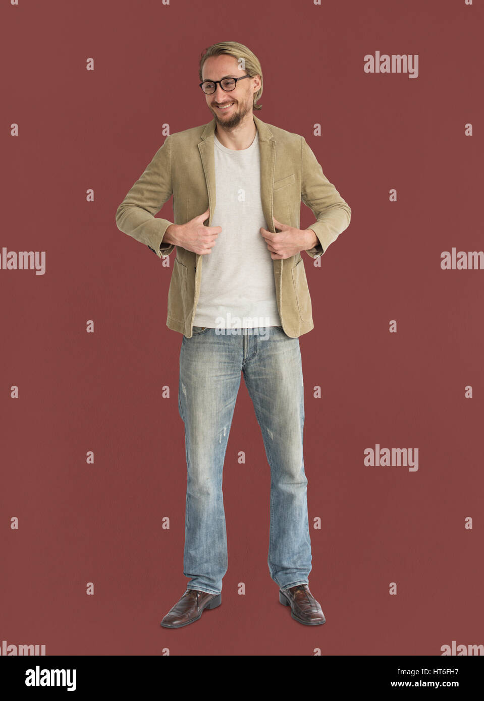 Studio spara persona gesto Lifestyle Foto Stock