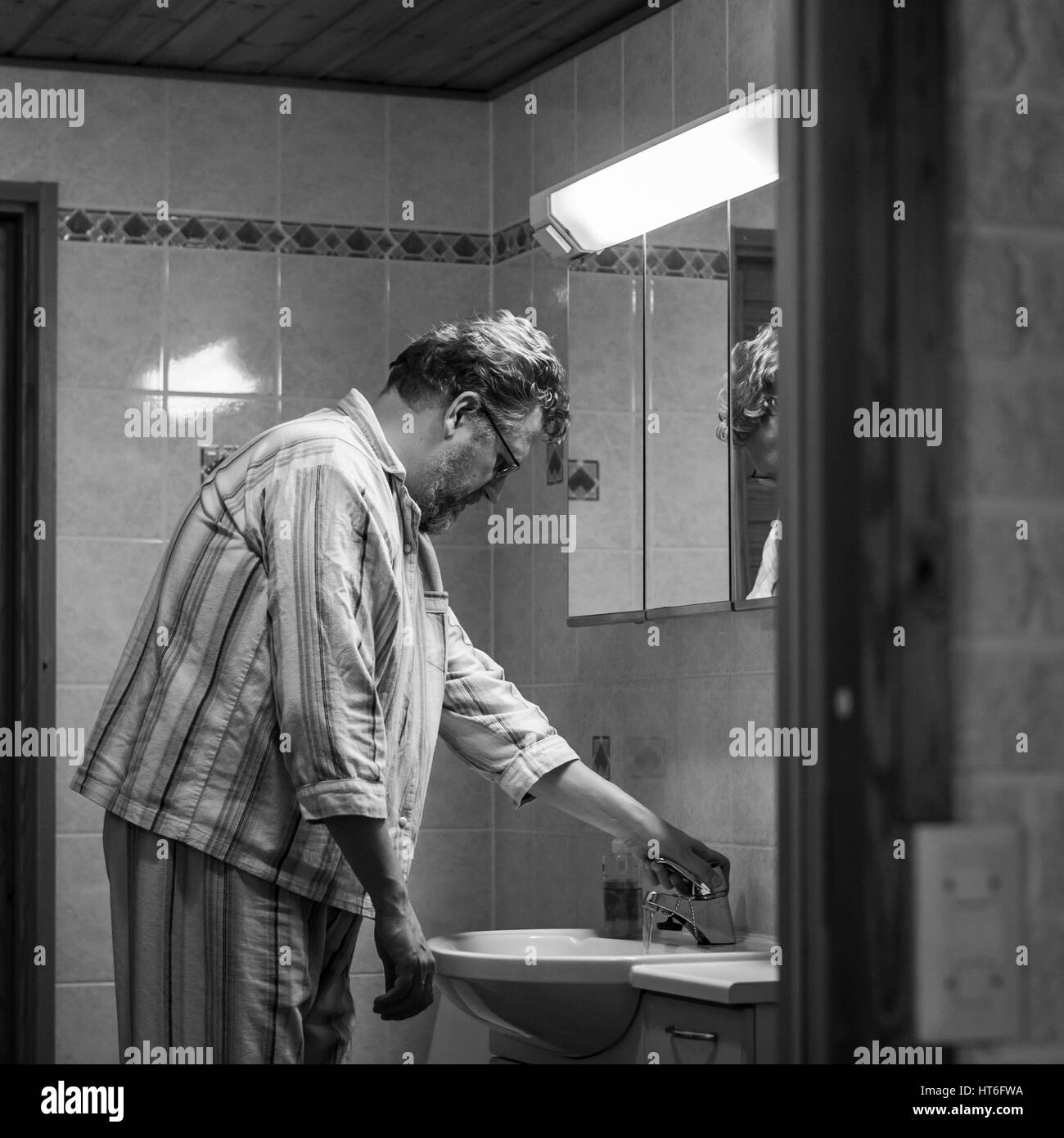 Routine mattutina Foto Stock