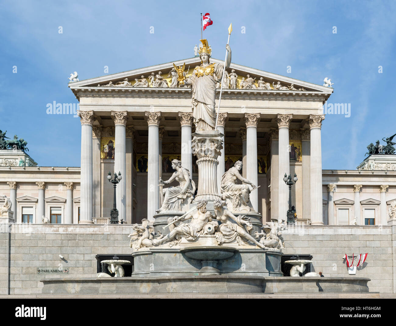 Parlamento austriaco edificio, Vienna. Parlamento austriaco, Ringstrasse di Vienna, Austria Foto Stock