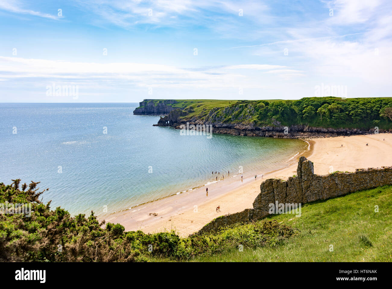 Barafundle Bay Beach, Stackpole, Wales, Regno Unito Foto Stock