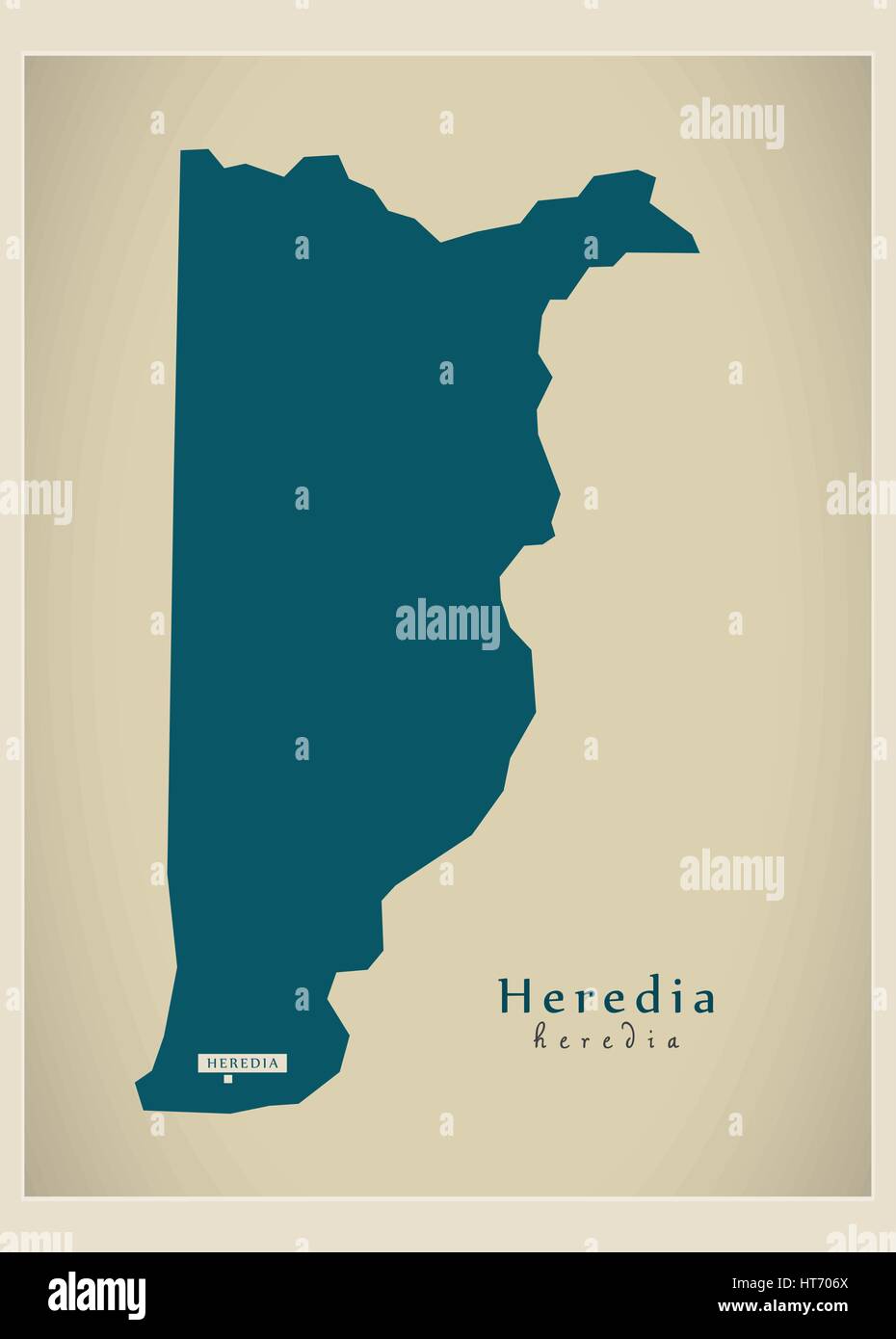 Mappa moderno - Heredia CR illustrazione silhouette Illustrazione Vettoriale