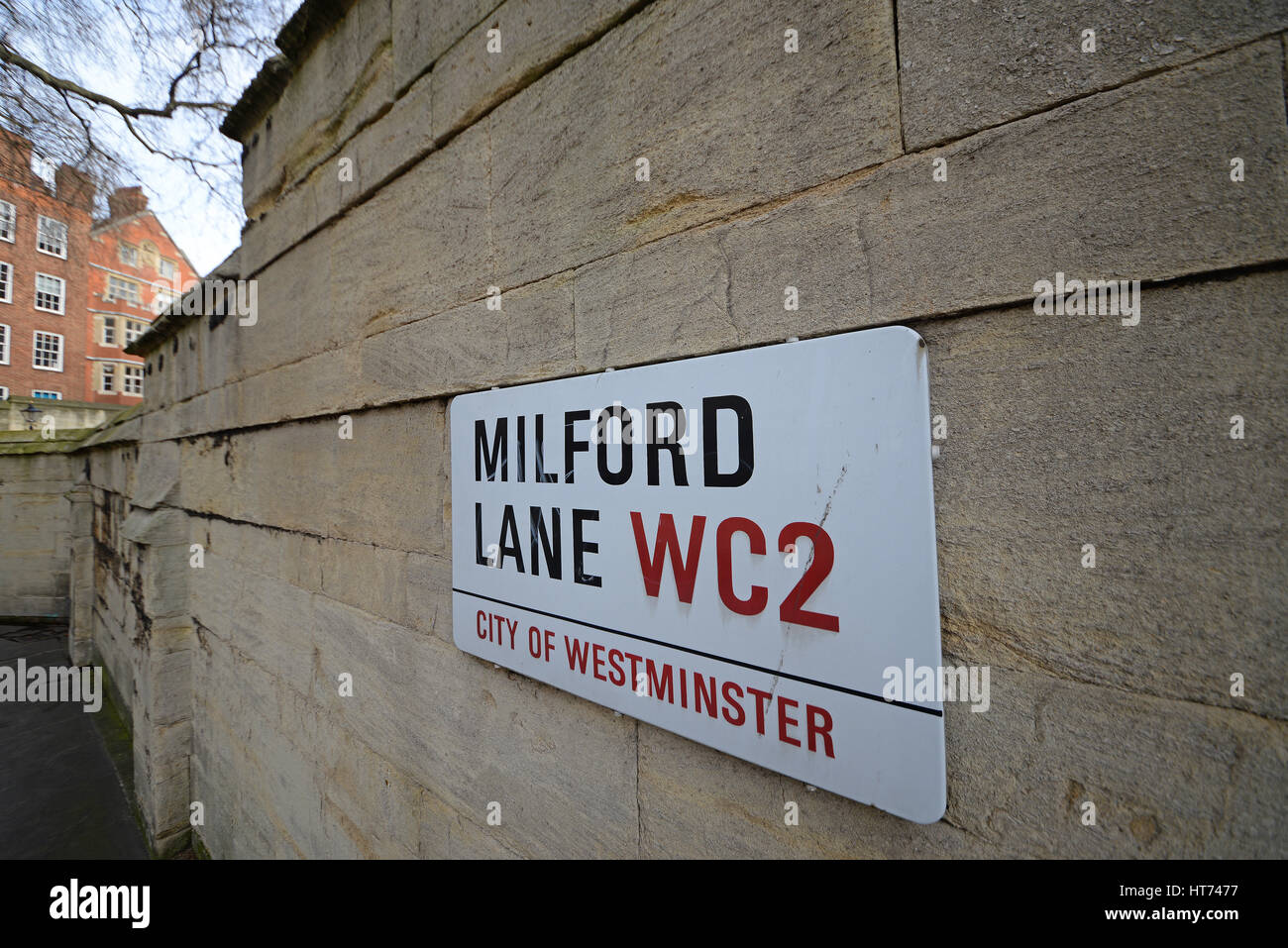 Milford Lane, WC2, nella City of Westminster, Londra, Regno Unito Foto Stock