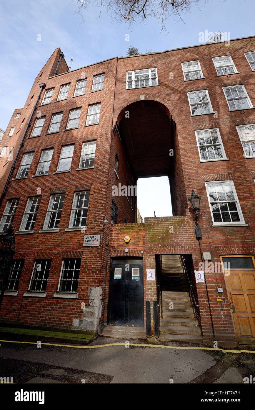 Milford Lane, WC2, nella City of Westminster, Londra, Regno Unito Foto Stock