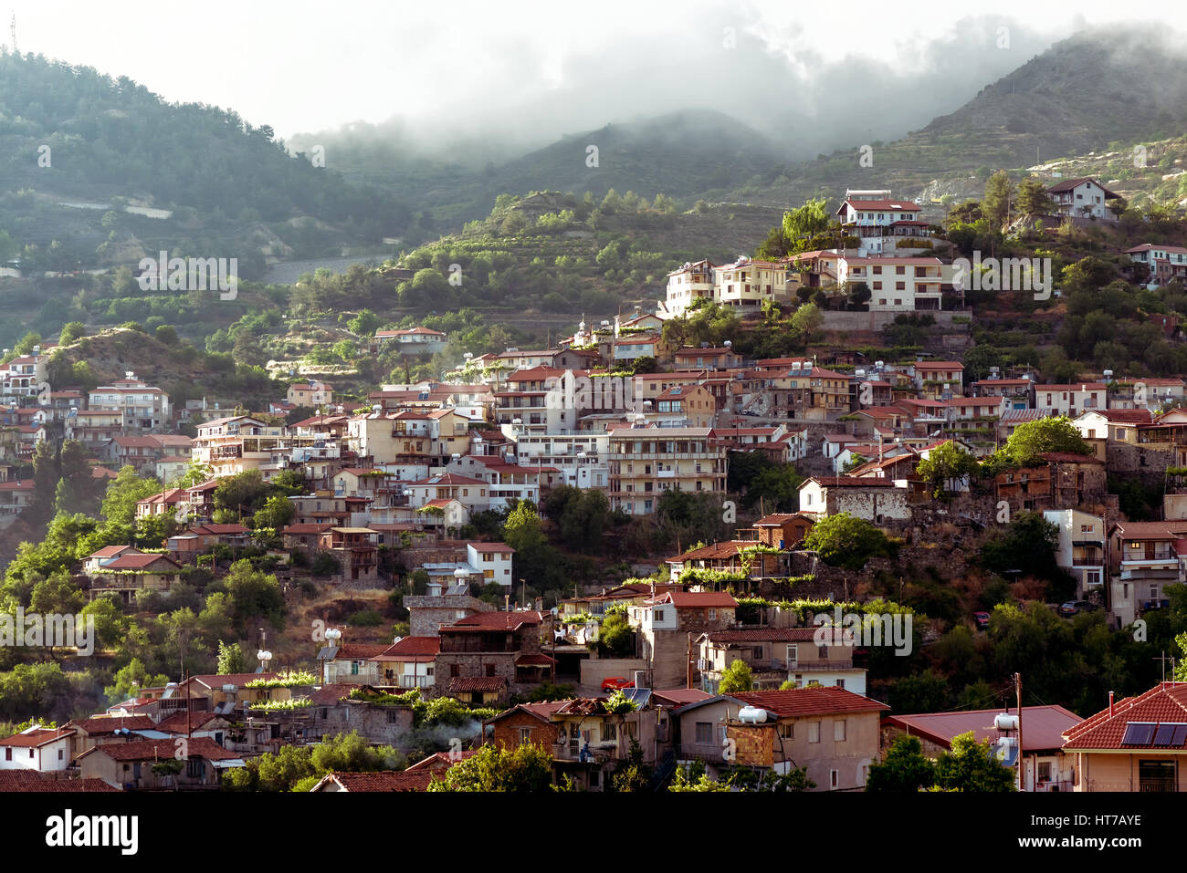 Agros, un villaggio sui monti Troodos, nella regione di Pitsilia. Distretto di Limassol, Cipro. Foto Stock