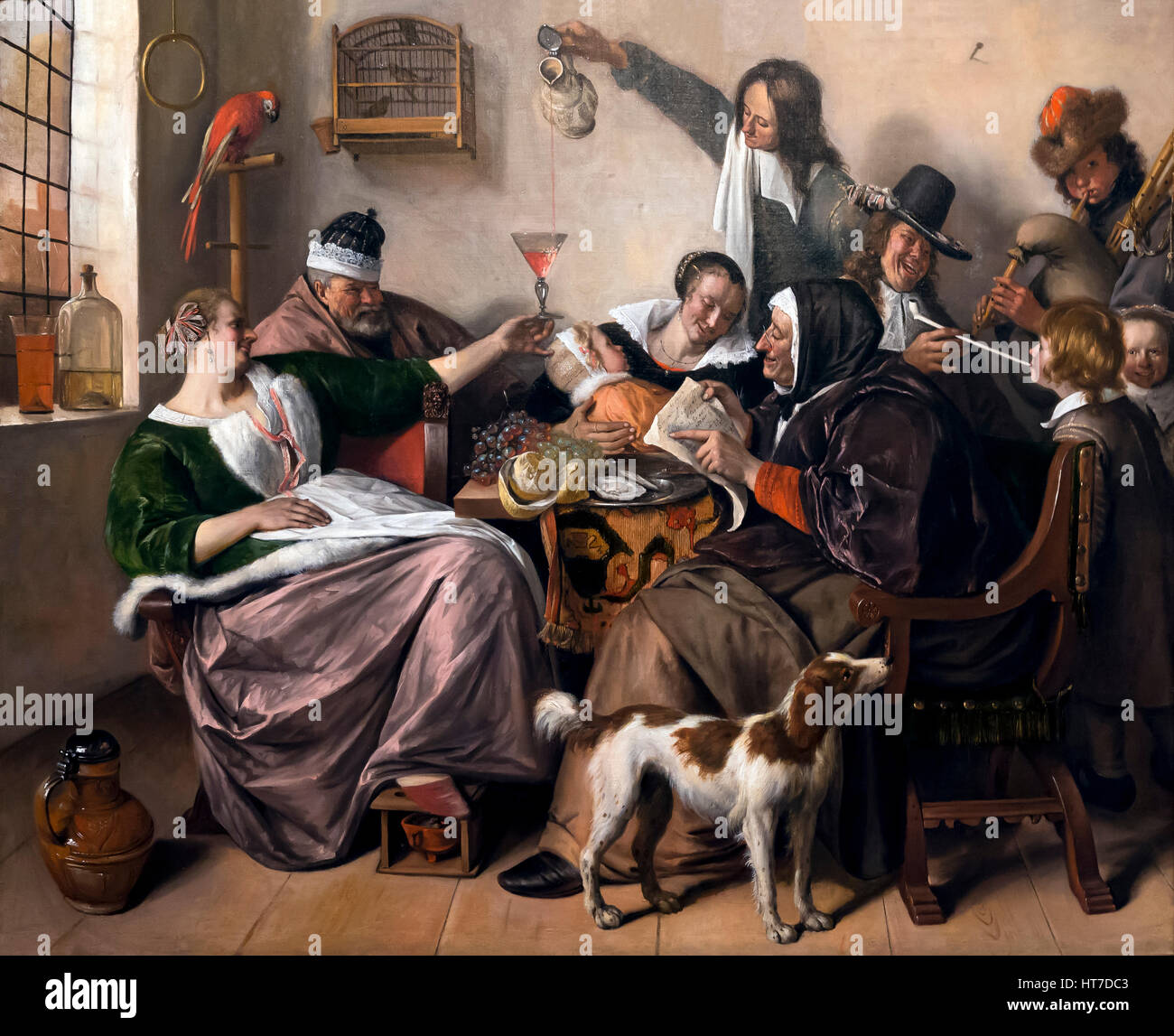 Come il vecchio di cantare, in modo condotto il Giovane, da Jan Steen, circa 1665, Royal Art Gallery, il museo Mauritshuis, l'Aia, Paesi Bassi, Europa Foto Stock