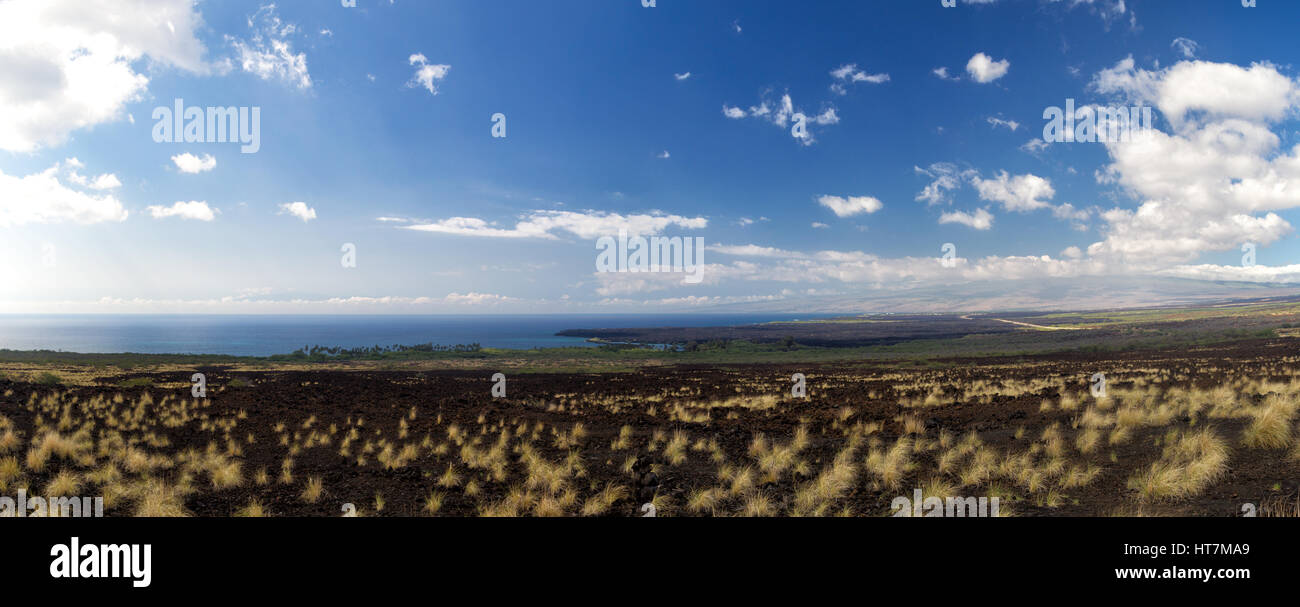 Panorama della costa occidentale della grande isola, Hawaii, Stati Uniti d'America. Foto Stock
